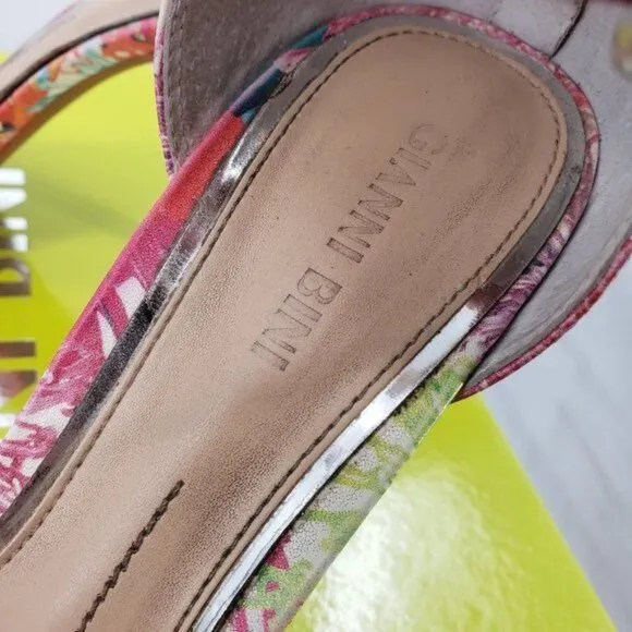 GIANNI BINI Jaxie Multicolored Ankle Strap Stiletto Heel Sandals Shoes 7.5