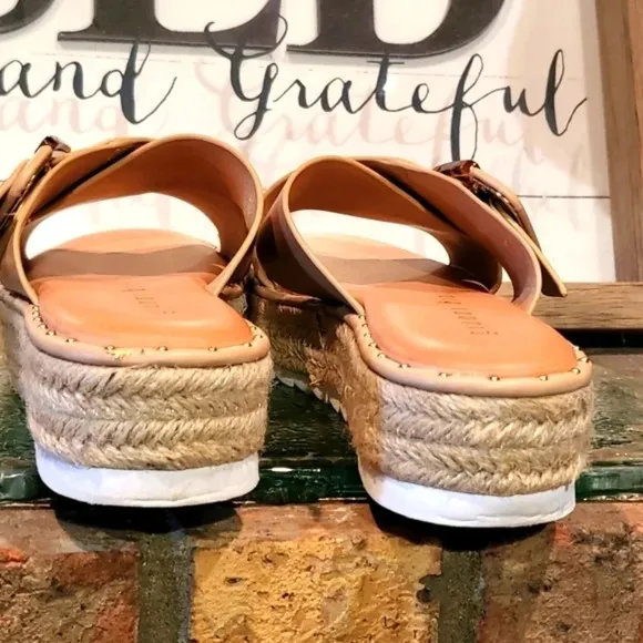 Gianni Bini Sandals Wmns Sz 9 Jute Wrapped Platform Big Buckle Adjustable