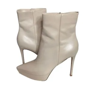 GIANVITO ROSSI Italy Leather Boots Stiletto Heels Booties Side Zippers Size 40