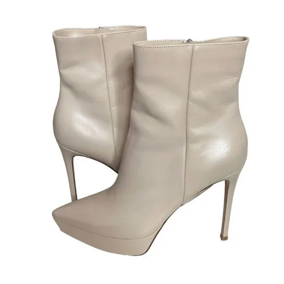 GIANVITO ROSSI Italy Leather Boots Stiletto Heels Booties Side Zippers Size 40