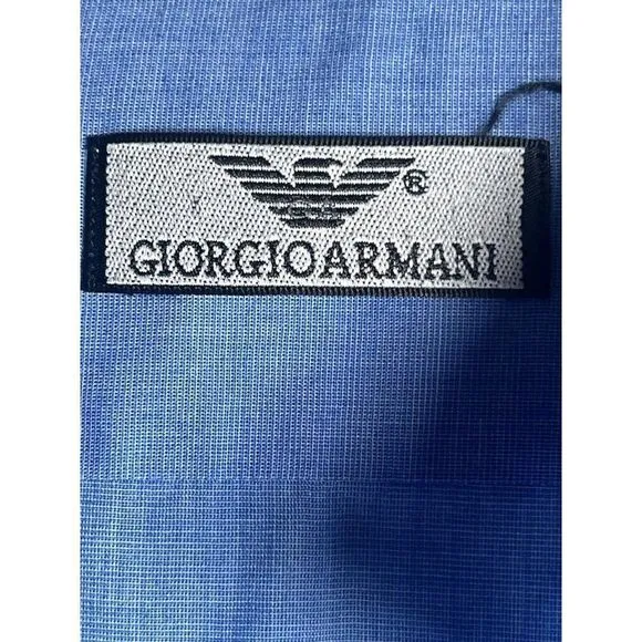 Giorgio Armani  Men's 100% Cotton Blue  Button Dress Shirt Size 17 1/2     Gg