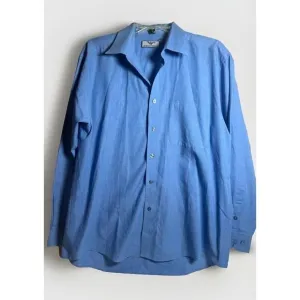 Giorgio Armani  Men's 100% Cotton Blue  Button Dress Shirt Size 17 1/2     Gg
