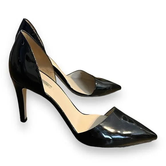Giorgio Armani patent navy blue stiletto shoes size 37 1/2