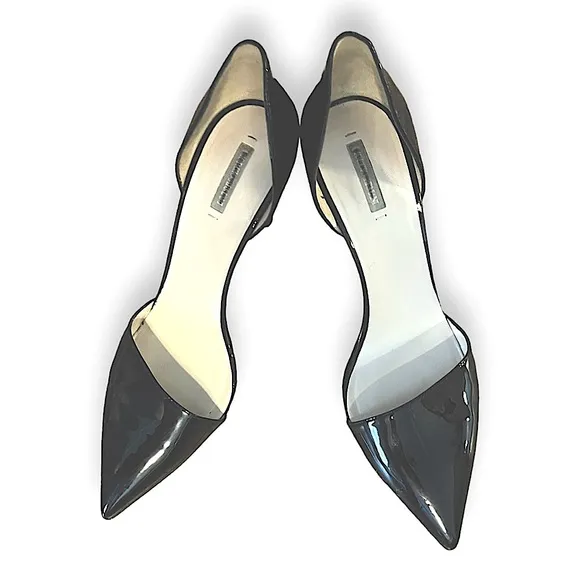 Giorgio Armani patent navy blue stiletto shoes size 37 1/2
