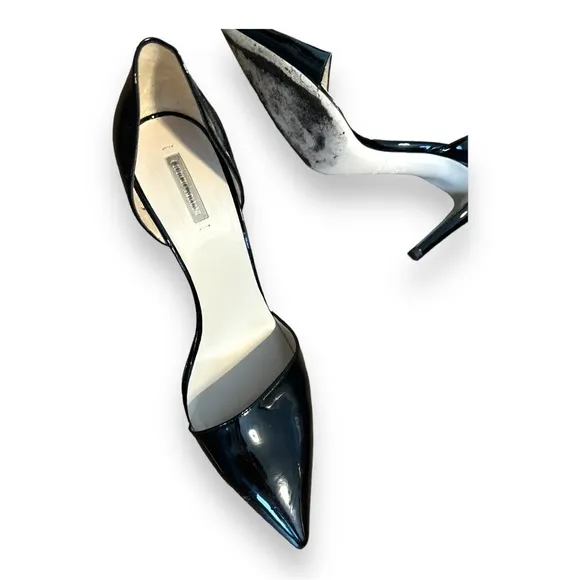 Giorgio Armani patent navy blue stiletto shoes size 37 1/2