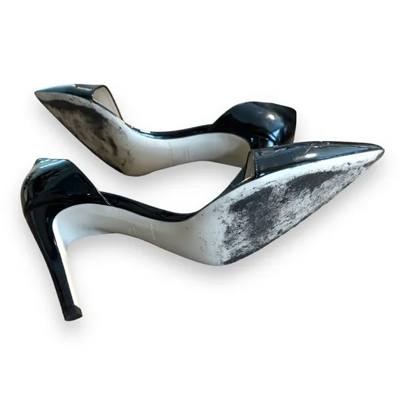 Giorgio Armani patent navy blue stiletto shoes size 37 1/2