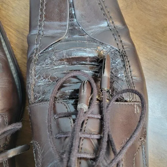 Giorgio Brutini Mens Dress Shoes 10 Brown Snake Skin Leather Lace Up Oxford