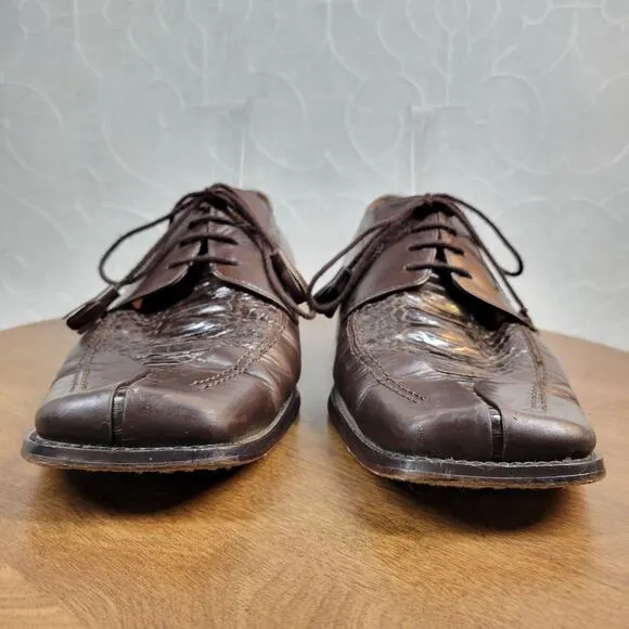 Giorgio Brutini Mens Dress Shoes 10 Brown Snake Skin Leather Lace Up Oxford