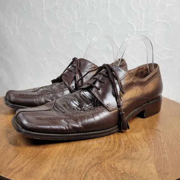 Giorgio Brutini Mens Dress Shoes 10 Brown Snake Skin Leather Lace Up Oxford