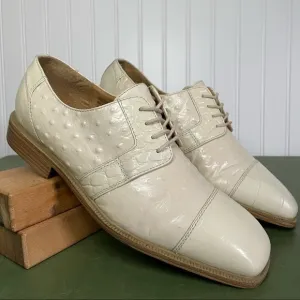 Giorgio Brutini Ostrich Leather Dress Shoes in Eggshell White
