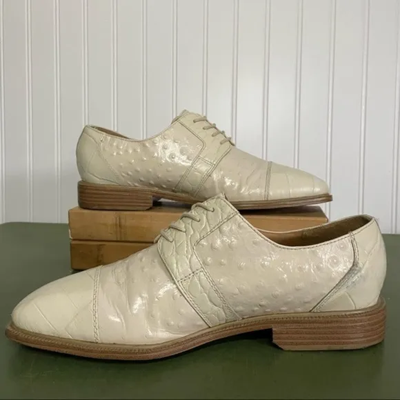 Giorgio Brutini Ostrich Leather Dress Shoes in Eggshell White