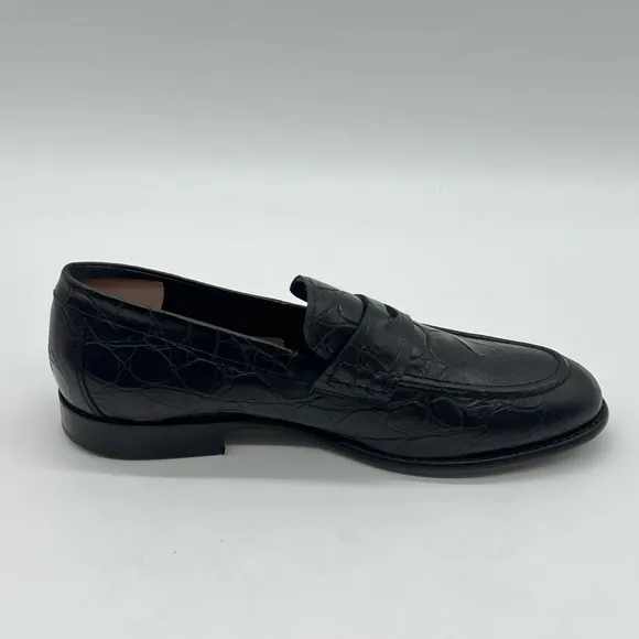 Giovanni Conti Men’s Sz 43 US 10 Black Croc Leather Italian Designer Dress Shoes