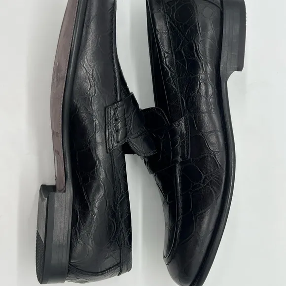 Giovanni Conti Men’s Sz 43 US 10 Black Croc Leather Italian Designer Dress Shoes