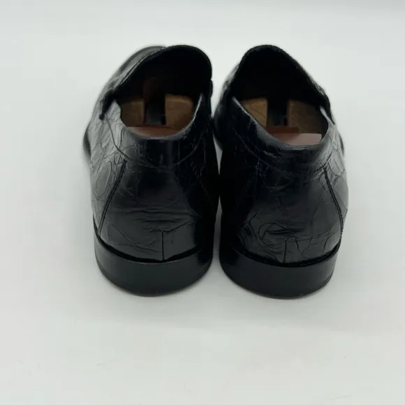 Giovanni Conti Men’s Sz 43 US 10 Black Croc Leather Italian Designer Dress Shoes