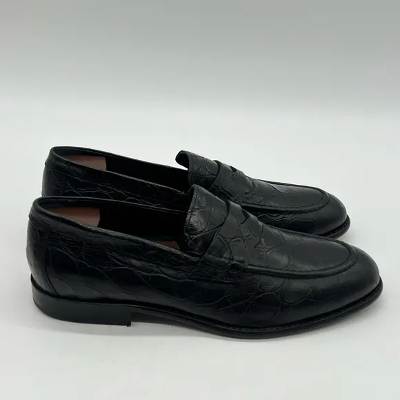 Giovanni Conti Men’s Sz 43 US 10 Black Croc Leather Italian Designer Dress Shoes
