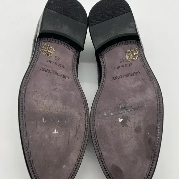 Giovanni Conti Men’s Sz 43 US 10 Black Croc Leather Italian Designer Dress Shoes