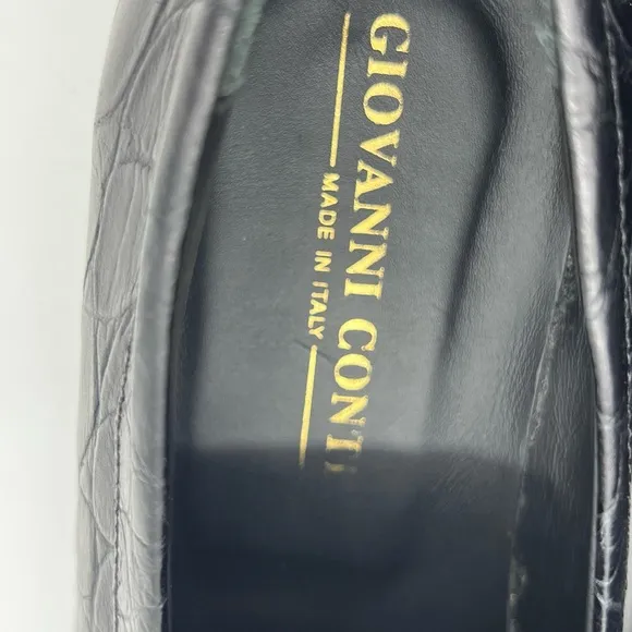 Giovanni Conti Men’s Sz 43 US 10 Black Croc Leather Italian Designer Dress Shoes
