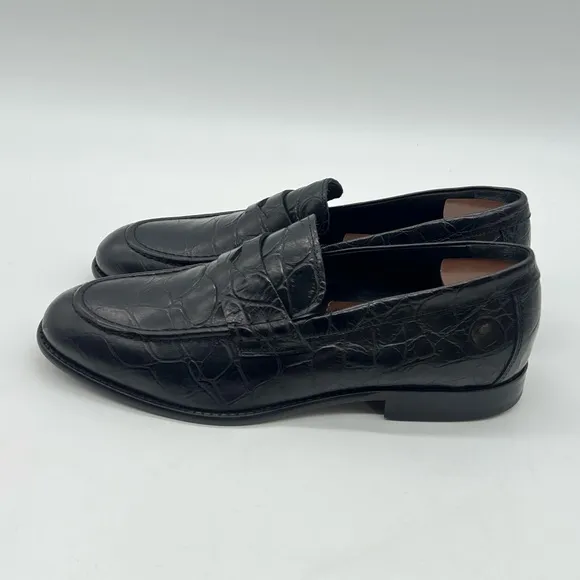 Giovanni Conti Men’s Sz 43 US 10 Black Croc Leather Italian Designer Dress Shoes