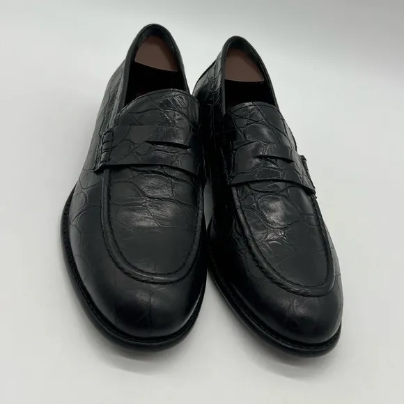 Giovanni Conti Men’s Sz 43 US 10 Black Croc Leather Italian Designer Dress Shoes
