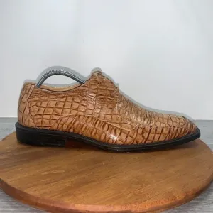 Giovanni Mens Size 9 Brown Leather Alligator Prints Oxford Dress Shoes Square
