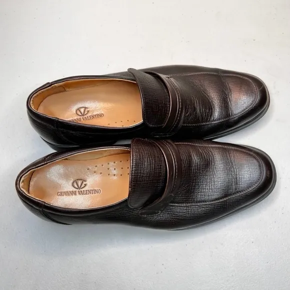 Giovanni Valentino Men’s Dress Shoes Loafers  Dark Brown Size 9 Dress Shoes