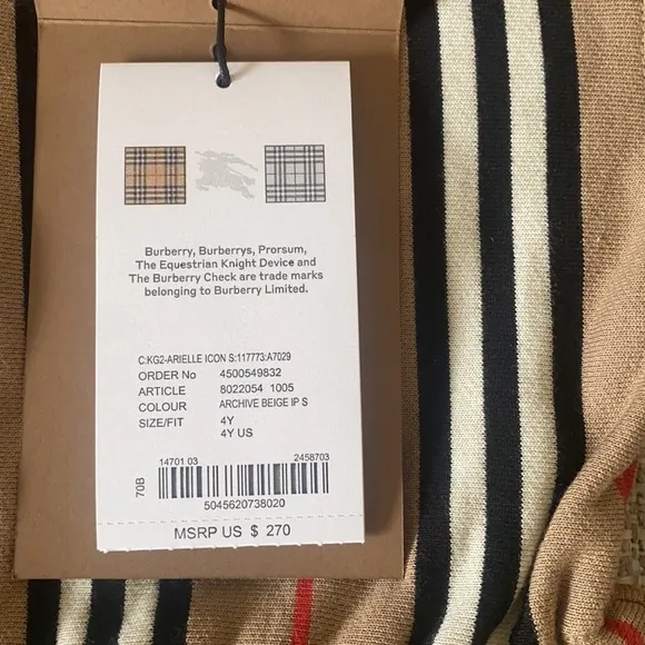 Girls Burberry Dress size 4 and Burberry high top sneakers size 27 (10c)