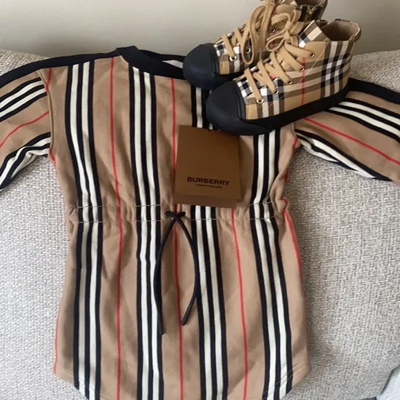 Girls Burberry Dress size 4 and Burberry high top sneakers size 27 (10c)