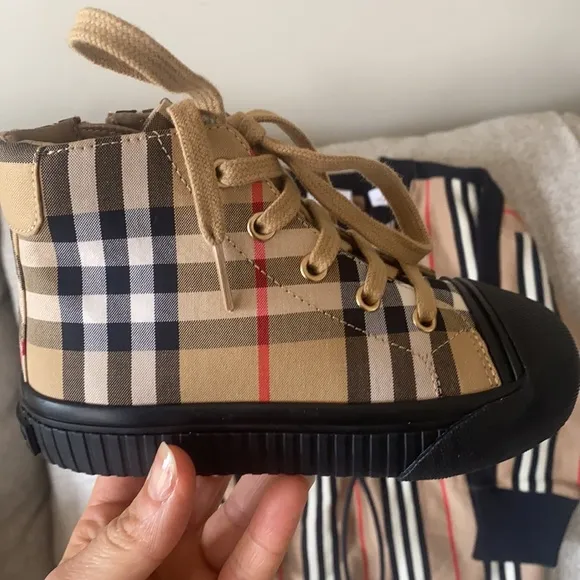 Girls Burberry Dress size 4 and Burberry high top sneakers size 27 (10c)