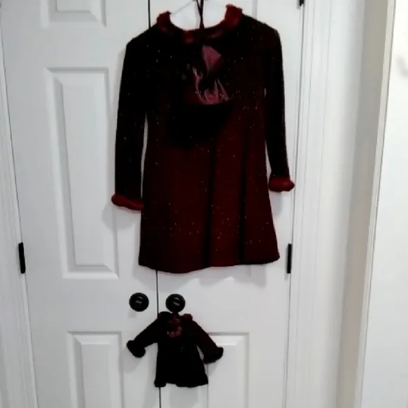 Girls' Garnet American Girl Dress and purse with Matching Doll Outfit.