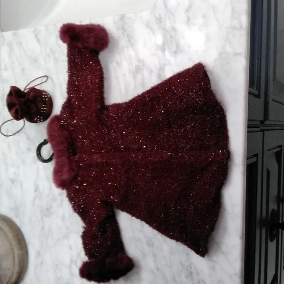 Girls' Garnet American Girl Dress and purse with Matching Doll Outfit.