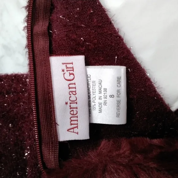 Girls' Garnet American Girl Dress and purse with Matching Doll Outfit.