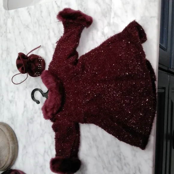 Girls' Garnet American Girl Dress and purse with Matching Doll Outfit.