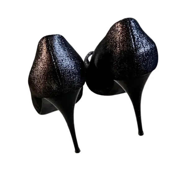 Giuseppe Zanotti Black Shimmer Evening Peep Toe Shoes Size 40