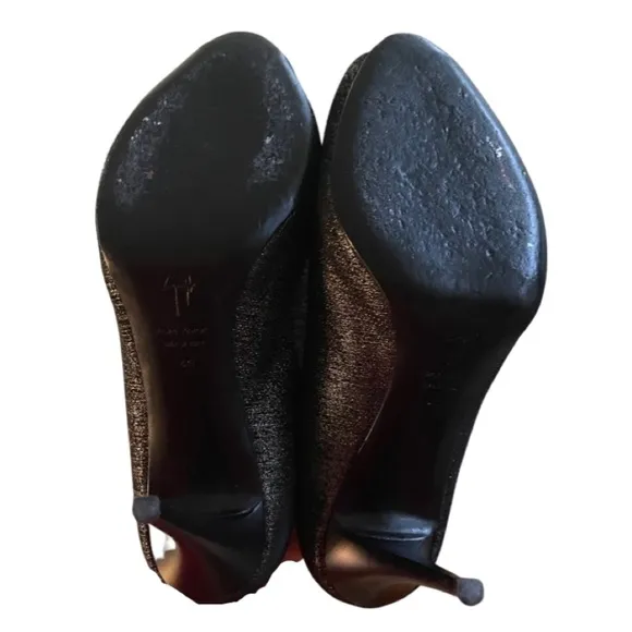 Giuseppe Zanotti Black Shimmer Evening Peep Toe Shoes Size 40
