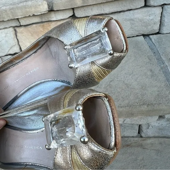 GIUSEPPE Zanotti design 2.5&quot; heel peep toe pumps heels Sz 35.5 made in Italy