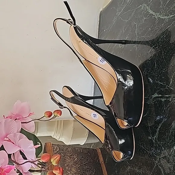 Giuseppe Zanotti Design Black Stiletto Platform Patent Leather Sandals 40 US 10