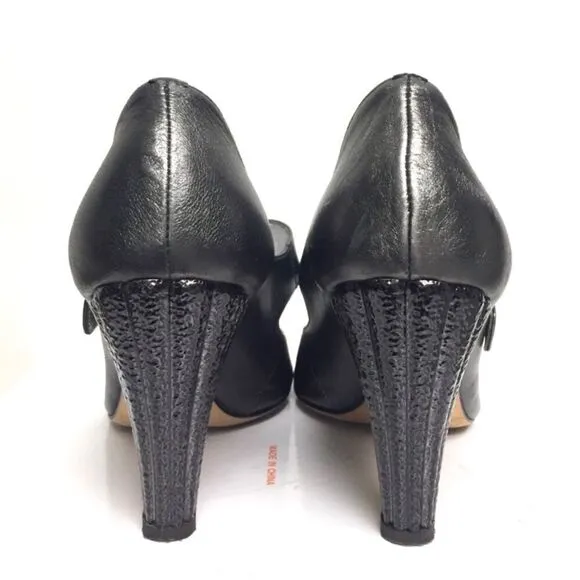 GIUSEPPE ZANOTTI Mary Jane Peep Toe Heels Metallic Silver  7