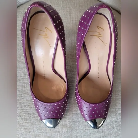 Giuseppe Zanotti Shoes RARE Purple Color Pumps With Silver Studs &amp; Heels…