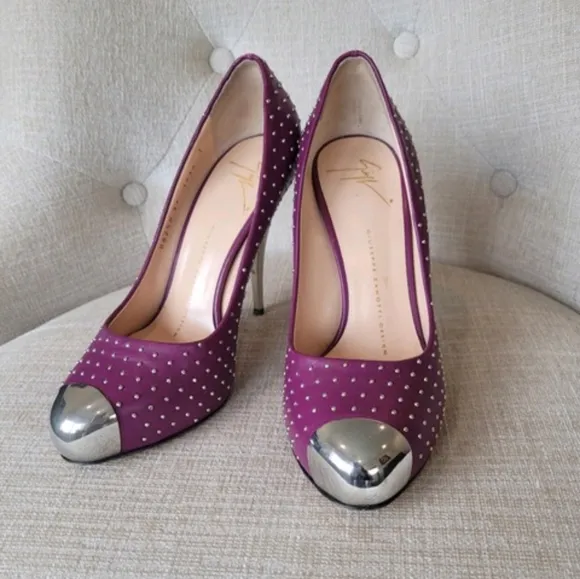 Giuseppe Zanotti Shoes RARE Purple Color Pumps With Silver Studs &amp; Heels…
