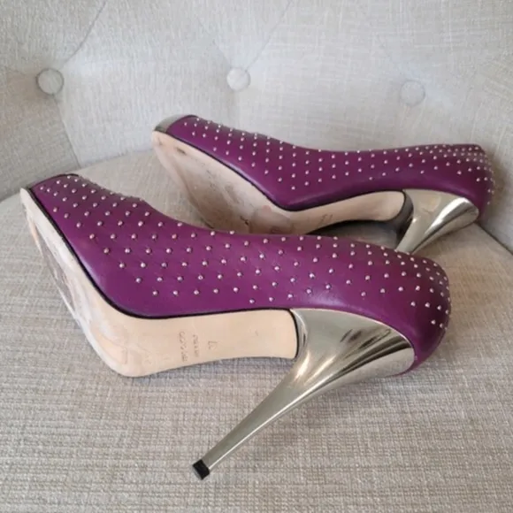 Giuseppe Zanotti Shoes RARE Purple Color Pumps With Silver Studs &amp; Heels…