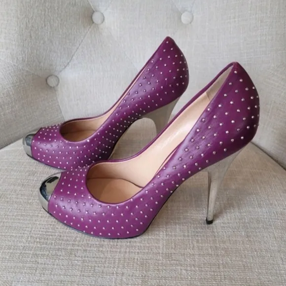 Giuseppe Zanotti Shoes RARE Purple Color Pumps With Silver Studs &amp; Heels…