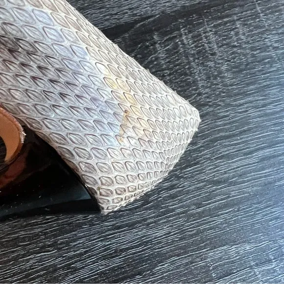 Giuseppe Zanotti Snake Print Embossed Leather Peep Toe Pump Heels EU36 US6