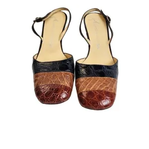 Giuseppi Zanotti Kitten Heel Color Block Sling Back Women's Size 37.5 Shoes