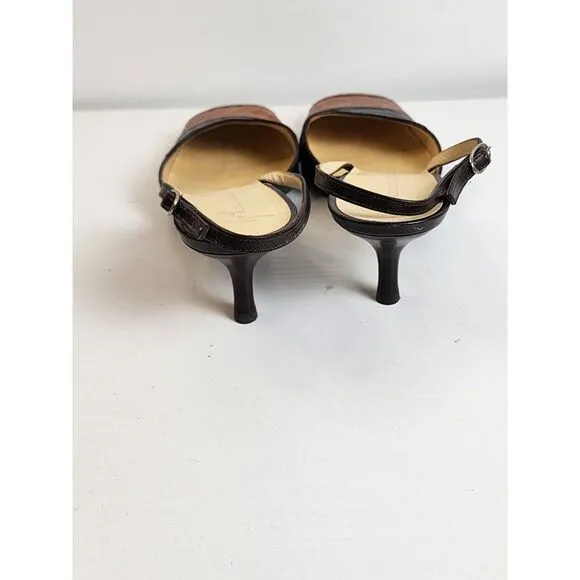 Giuseppi Zanotti Kitten Heel Color Block Sling Back Women's Size 37.5 Shoes