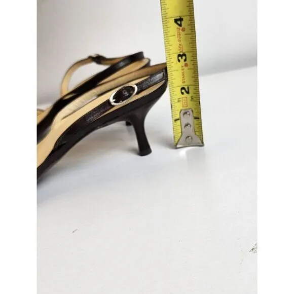 Giuseppi Zanotti Kitten Heel Color Block Sling Back Women's Size 37.5 Shoes