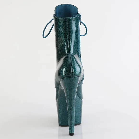 Glitter Platform Lace Up Ankle Boots