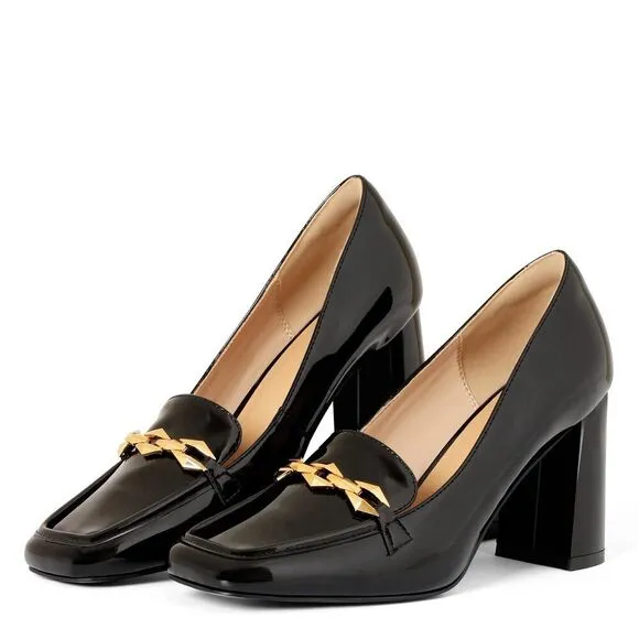 Goiphrri Classic Uniform Dress Pumps Shoes For Women Square Toe Slip On Officia