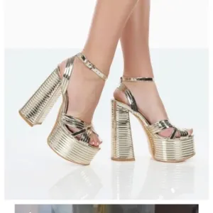 Gold platform heeled sandals