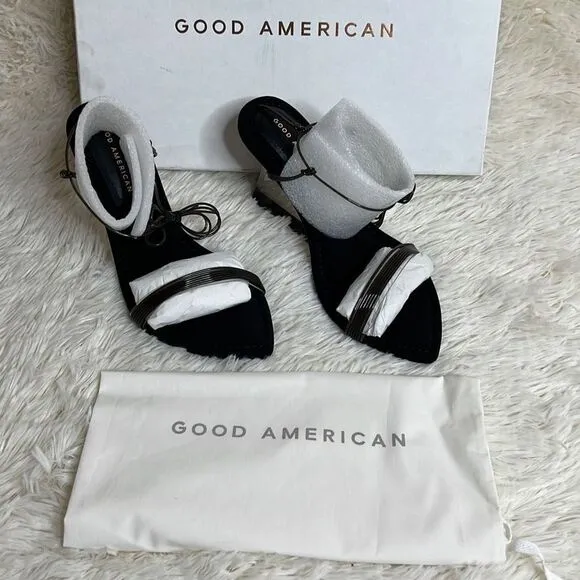 Good American Cinder-F*-Rella Wedge Lucite Heels Size 7.5 New
