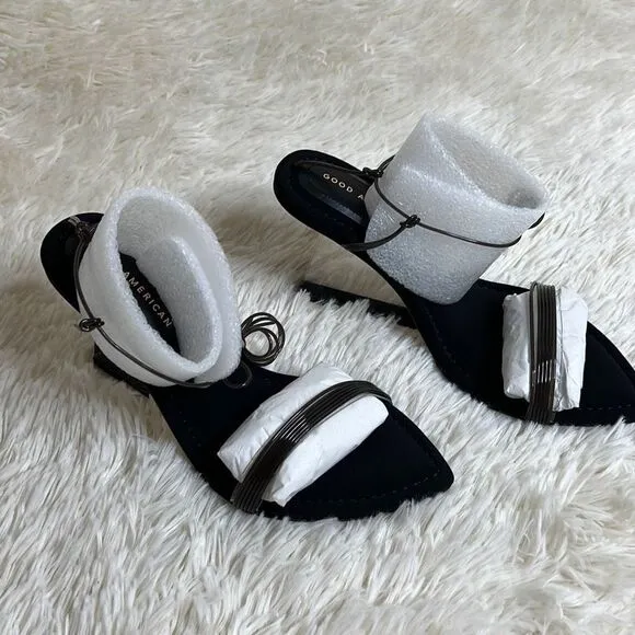 Good American Cinder-F*-Rella Wedge Lucite Heels Size 7.5 New